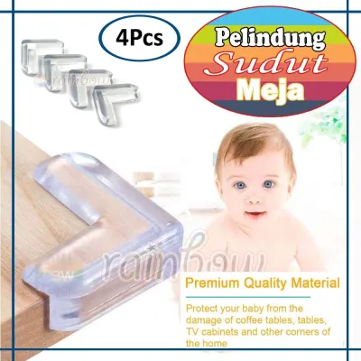 4 Pcs HEMAT - rainbow karet Pelindung Siku Meja Persegi Anti Bentur Rubber Table Corner Guard Pelindung Sudut Meja Kursi Lemari Baby Safety Pelindung Meja Karet Pengaman Siku Meja Karet Pelindung Sudut Kursi Pelindung Ujung Meja Pelindung Siku Lemari - L