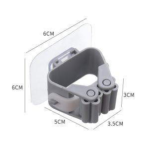 Mop Broom Holder Self-Adhesive Wall Mounted Brush Broom Hanger