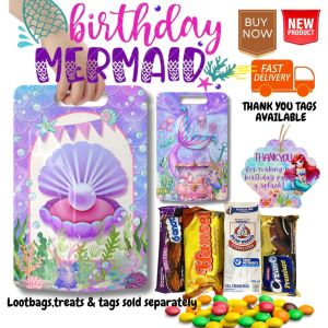 30pcs Reusable Mermaid Theme Ziplock Loot Bags For Kids Party Favors Candy Packaging Giveaways