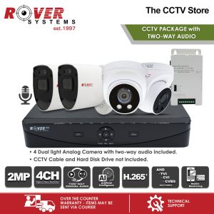 Rover 4-Channel 5MP-MH Series DVR with Dual LED Security Camera Set Two-Way Audio Human Body Detection