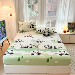 1 Cute Panda 100%Cotton Fitted Sheet Printed Matte Fitted Sheet Bedroom Printed Bedding Bed Cover(excluding Pillowcases)