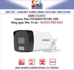 HIKVISION Camera Thân TVI/AHD/CVI/CVBS 2MP  Hồng ngoại 40m Võ sắt -  DS-2CE17D0T-EXLF