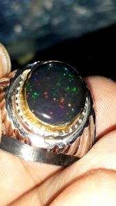 Batu Cincin Black Opal Solid Jarong Sakti Asli Banten
