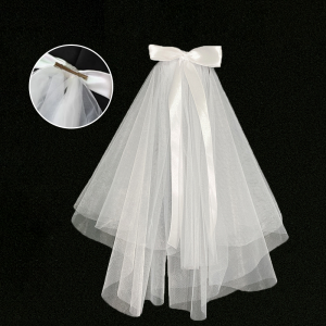 Small Intimate Wedding Veil Solid Color Short Bridal Veil Mesh Tulle With Clip For Wedding Party