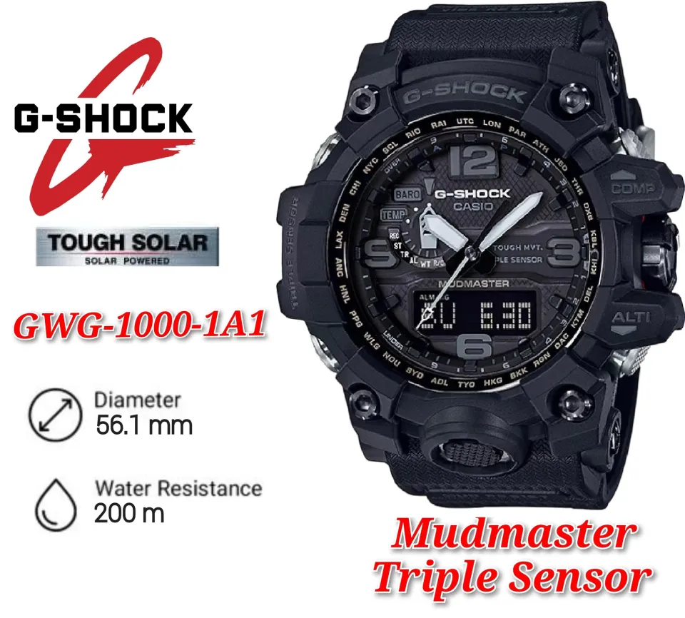Casio GWG-1000-1A1 G-Shoc k Mudmaster Solar Triple Sensor