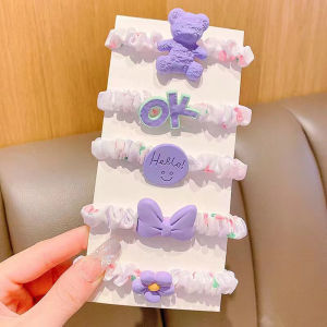 ยางรัดผมสีลูกกวาด5ชิ้น/เซ็ตสำหรับเด็กสไตล์เกาหลีความยืดหยุ่นสูงไม่เจ็บผมยางรัดผมมัดผมแฟชั่นสำหรับเด็กผู้หญิง