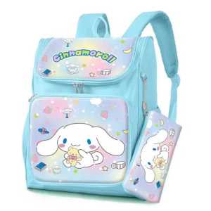 Sanrio Cute Cartoon Backpack Set with Pencil Case – Hello Kitty / Kuromi / Cinnamoroll / My Melody | Lightweight School Bag for Kids & Teens (38x30x14cm)