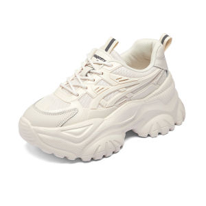 COD Korean Chunky Shoes for Women Womens Sneakers Autumn Breathable Mesh Hidden‑Heel Platform Running Shoes for Women Ins Fashion Off‑white Black Thick‑Sole Casual Sport Footwear