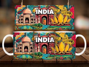 * 1 PC MUG W/ BOX * INDIA MUG DESIGN 11oz with BOX SOUVINER