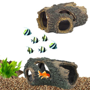 GGTU Log Hollow Tree Trunk Tree Trunk Ornament for Fish Tank Wood Landscape Fish House Fish Hideout Aquarium Decorations