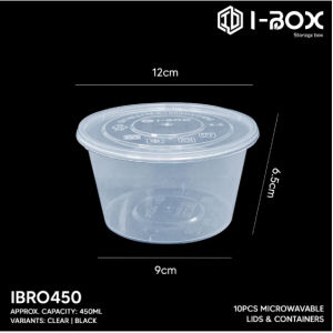 【I-BOX】 Microwavable Plastic Food Containers(Round) 250ml 300ml 450ml 750ml 1000ml 1250ml