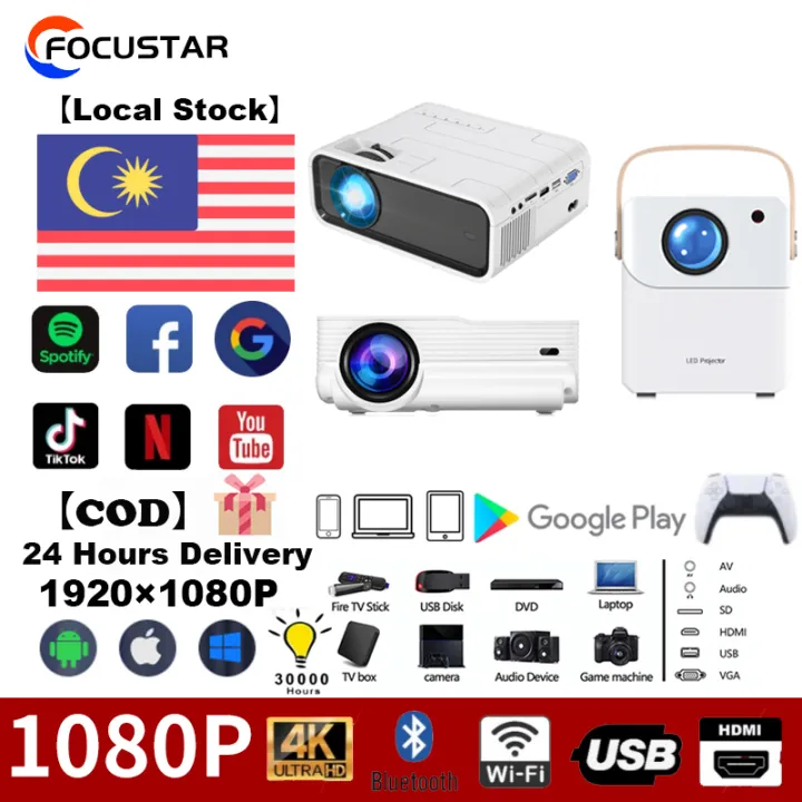 【Local Stock】4K Projector native 1080P WLAN Brand new CY300 CY303 Bluetooth projector 100 "screen Home outdoor portable outdoor Multimedia Music Game movie