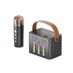 VAORLO Original Dual Condenser Microphone Smart Wireless Bluetooth Speaker Music Rhythm LED Atmosphere Light Mini Audio Home Karaoke Subwoofer