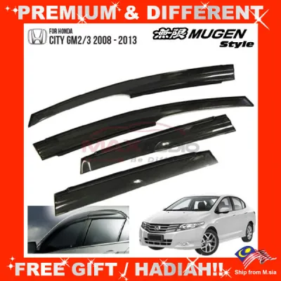 HONDA CITY GM2/ GM3 2008 - 2013 MUGEN Door Visor Grade A Premium Acrylic Smoke Black Rain Guard Window Car Air Press