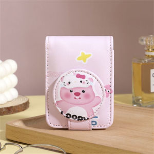 QNQN กระเป๋าสตางค์เหรียญการ์ตูน PU สำหรับผู้หญิงพร้อมกระจกกระเป๋าเครื่องสำอางแบบพกพากระเป๋าใส่เครื่องสำอางแบบพกพา