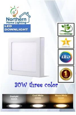 15W / 20W/ 30W/ 3 Colour LED Surface Downlight Round /Square White Casing