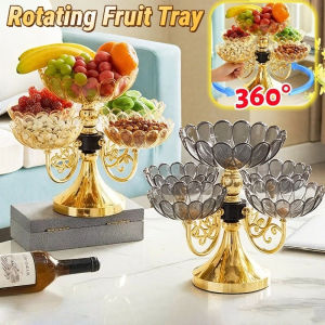 Multi Layered Rotating Fruit Tray Crystal Fruit Bowl Candy Snack Tray Christmas Party Storage Plate