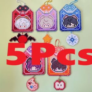 5Pcs/Pack Love and Deepspace Xavier Rafayel Zayne Sylus Caleb Q Version Diamond Painting Keychain DIY Handmade Resin Drill Pendant Bag Charm Gift For Fans Birthday Present