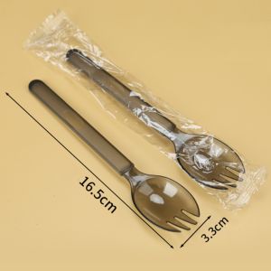 SALOMONER 100Pcs Individually Packaged Disposable Spoon Fork Thickened Eco-Friendly Ice Cream Spoons Party Dining Supply Portable Dessert Cake Scoop Household