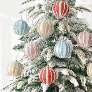 YERZ 8cm Christmas Decorative Ball Delicate Waterproof Christmas Tree Pendant DIY Supplies Creative Hanging Ornament Background Layout
