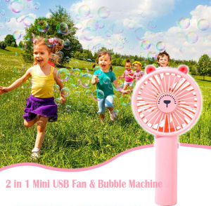 Portable Mini USB Electric Cartoon Fan and Bubble Blower Machine Cooling Fan 2 in 1 Mini USB Kipas Angin dengan mainan gelembung sabun 2 和 1 迷你USB电风扇与泡泡机