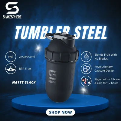 ShakeSphere Tumbler Double Wall Steel 700ml [Matte Black]