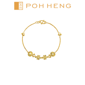 Poh Heng Jewellery 24K Sparkle Eternity Knot Link Bracelet in Yellow Gold[Price By Weight]