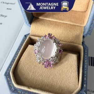 Montagne Jewelry Natural Moon Stone Ring Crystal Gem Inset Pink Garden Design Fine Jewellery 925 Silver Ring