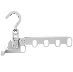 ไม้แขวนเสื้อ 5 รู ราวตากผ้า แบบพับได้ ปรับได้ พกพาสะดวก