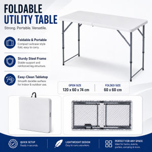 Hakimi Foldable Table-Durable HDPE Folding Table 1.2M/1.5M/1.8M Heavy-duty Portable Outdoor Camping Folding Table