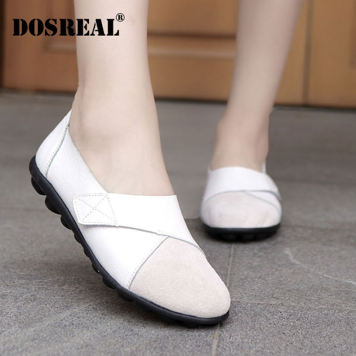 DOSREAL Flat Shoes For Women On Sale Genuine Leather Korean Ladies Loafer  Shoes Slip On Boat Shoes Flats Big Size 35-42 Lazada PH