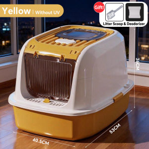 Big Large Cat Litter Box With Cover Scoop Fully Enclosed Cat Toilet Splash Proof Cat Potty Poop Tray