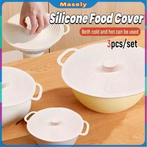 Masely Reusable Silicone Food Storage Cover Pan Lid Kitchen Tool Keeping Fresh Seal Lid