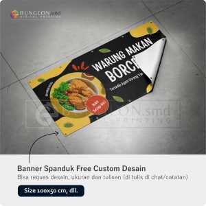 PRINT CETAK SPANDUK BANNER WARUNG MAKAN WARNA HITAM KUNING FREE DESAIN