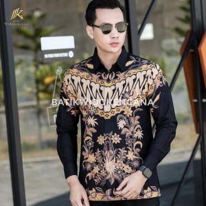 Kemeja Batik Premium - Motif Terbingkai Warna Hitam Kuning