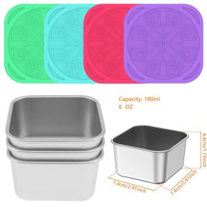 4Pcs 2/6oz Snack Container Stainless Steel Salad with Silicone Lids Leakproof Portable Stackable Dressing Food Storage Box2026