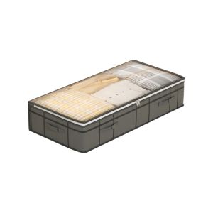 VJ5YE Vải không dệt Túi lưu trữ dưới giường Khóa kéo kép Cửa sổ trong suốt Hộp lưu trữ phẳng dưới giường Thực tế Có thể gập lại Túi đựng quần áo chăn bông cho gia đình