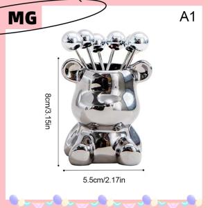 【Magical House】 [ New Hot Fashion] 6PCS thép không gỉ tráng miệng dĩa với lưu trữ Jar Dễ thương Gấu đồ dùng cho bữa tiệc nếm món tráng miệng trái cây dưa salad trái cây