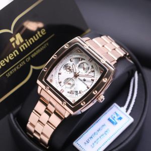 Jam Tangan Seven Minute Segi Tungku M752 LS-756SAR / Jam Tangan Fashion Wanita Tali Rantai Diameter 35 cm