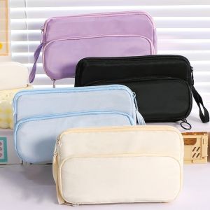 TSEVD สองชั้น กล่องดินสอแบบบันได ความจุขนาดใหญ่ ซิป กระเป๋าเครื่องเขียน กล่องดินสอแบบเรียบง่าย สไตล์ INS กระเป๋าดินสอคาวาอี้ โรงเรียน