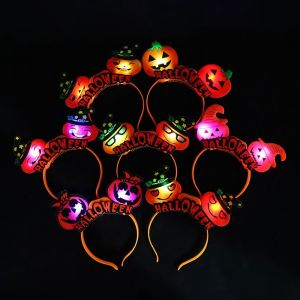 HENLI Skull Led Glowing Halloween Headband Headpiece Ghost Skull Hair Hoop Cute Mardi Gras Masquerade Party Pumpkin Lantern Headpiece Lady