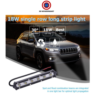 18W 6000K LED Work Light Bar Driving Lamp Fog Off Road SUV Car Spotlight Lampu Kereta
