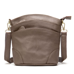 Womens genuine leather bucket bag autumn and winter simple fashion middle-aged moms top-layer cowhide shoulder bag