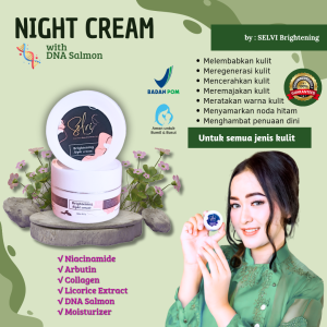 SELVI Brightening Glowing Night Cream With DNA Salmon Krim Malam Pencerah Anti Aging 125gr