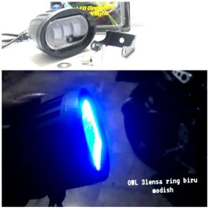 PAKET LAMPU TEMBAK DAYMAKER / OWL 3 LENSA BULAT SPOT LIGHT SUPER TERANG + KUMIS RX KING + SAKLAR + LAMPU STOP BELAKANG