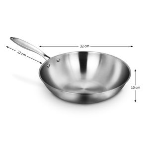Onetwone 400 Stainless Steel Wok 32/34cm Flat Pot Kitchen Cookware Non-stick Frying Pot High Quality Fry Pan Gas Induction Cooker Stir Fry Pans Gift