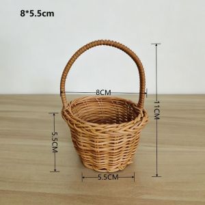 CHLOCH with Handle Imitation Rattan Handhold Household Handwoven Vegetable Fruit Flowers Holder 5 Styles Braid Storage Baskets Home Decoration /Restaurant Serving Tabletop Display