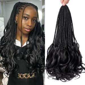 BAIXL 16Strands/Pack Ombre French Curls Synthetic Wavy Crochet Hair with Curly Ends Soft Spiral Curls Goddess Box Braids for Women