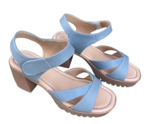 Giày sandal nu da bò thật gót cao 7cm sandal gót cao 7cm đế liền
