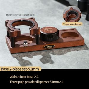 Bincoo Đầm cà phê cơ sở Máy pha cà phê Espresso portafilter xử lý Bộ phụ kiện nhà phân phối bằng gỗ cứng tổ chức đồ dùng cà phê 51/58mm